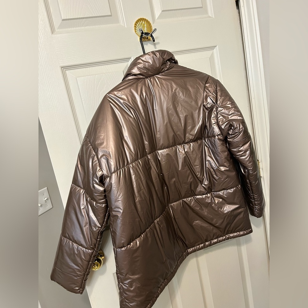 A New Day Womens Rose Gold Metallic Chrome Puffer Winter Jacket - Picture 7 of 7